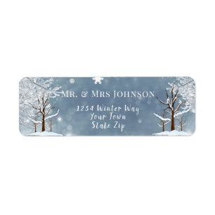 Christmas Winter Snowflakes Trees Return Addres    Address Label