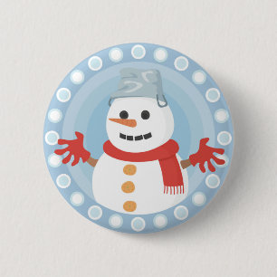 CHRISTMAS WINTER SNOWMAN 6 CM ROUND BADGE