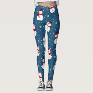 CHRISTMAS WINTER SNOWMAN CUSTOMIZABLE MONOGRAM LEGGINGS