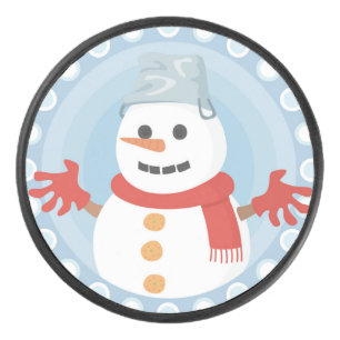 CHRISTMAS WINTER SNOWMAN HOCKEY PUCK