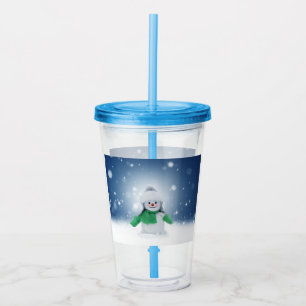 Christmas winter snowman SlipperyJoe green scarf m Acrylic Tumbler