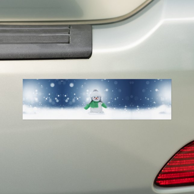 Christmas winter snowman SlipperyJoe green scarf m Bumper Sticker (On Car)