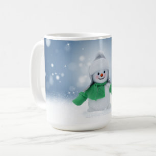 Christmas winter snowman SlipperyJoe green scarf m Coffee Mug