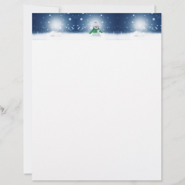 Christmas winter snowman SlipperyJoe green scarf m Custom Letterhead (Front)