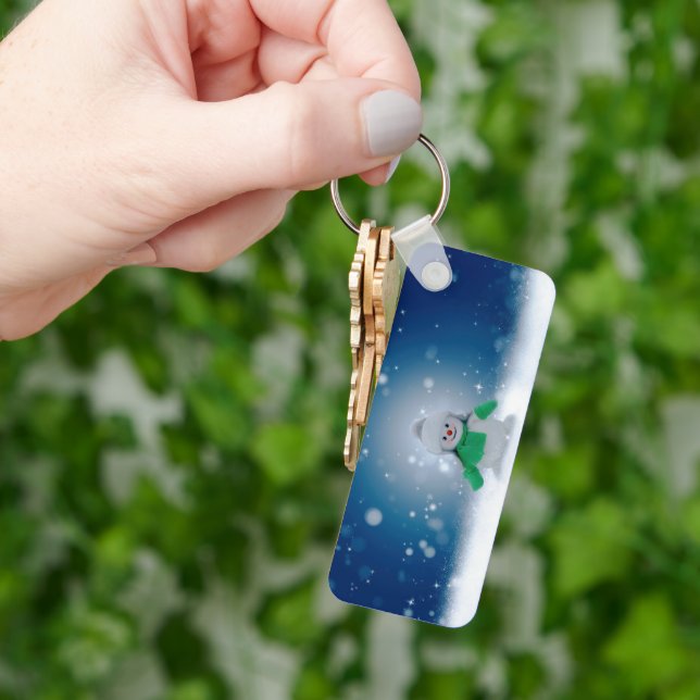 Christmas winter snowman SlipperyJoe green scarf m Key Ring (Hand)