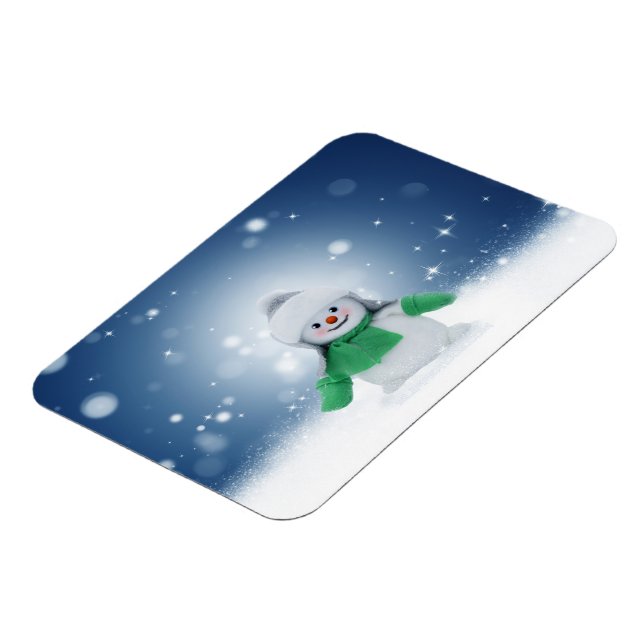 Christmas winter snowman SlipperyJoe green scarf m Magnet (Left Side)