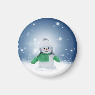 Christmas winter snowman SlipperyJoe green scarf m Magnet