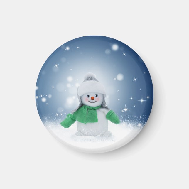 Christmas winter snowman SlipperyJoe green scarf m Magnet (Front)