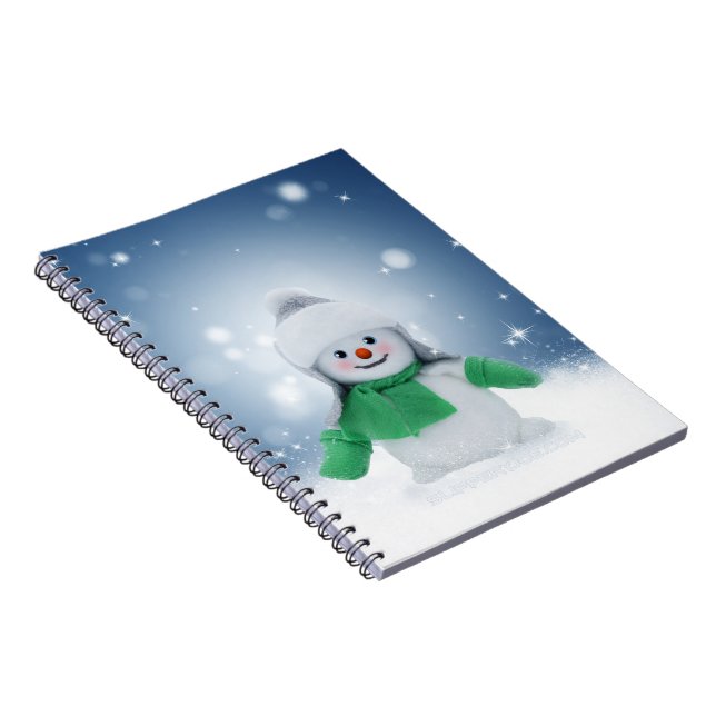Christmas winter snowman SlipperyJoe green scarf m Notebook (Right Side)