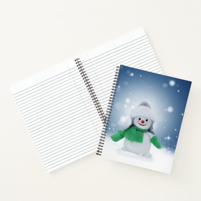 Christmas winter snowman SlipperyJoe green scarf m Notebook (Inside)