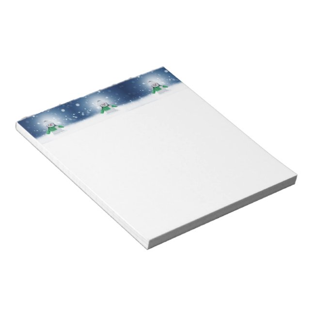 Christmas winter snowman SlipperyJoe green scarf m Notepad (Angled)