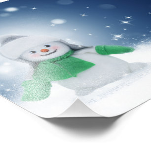 Christmas winter snowman SlipperyJoe green scarf m Photo Print