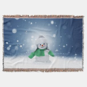 Christmas winter snowman SlipperyJoe green scarf m Throw Blanket