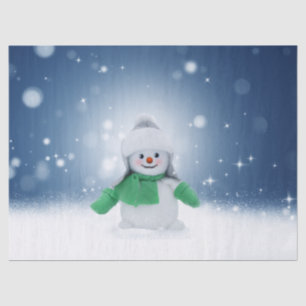 Christmas winter snowman SlipperyJoe green scarf m Tissue Paper