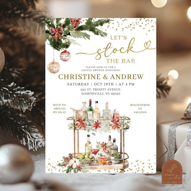 Christmas Winter Stock the Bar Couple Shower Invitation (Creator Uploaded)