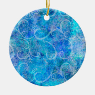 Christmas Winter Storm Victorian Filigree Swirls B Ceramic Ornament