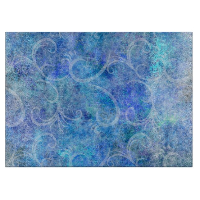 Christmas Winter Storm Victorian Filigree Swirls B Cutting Board (Front)