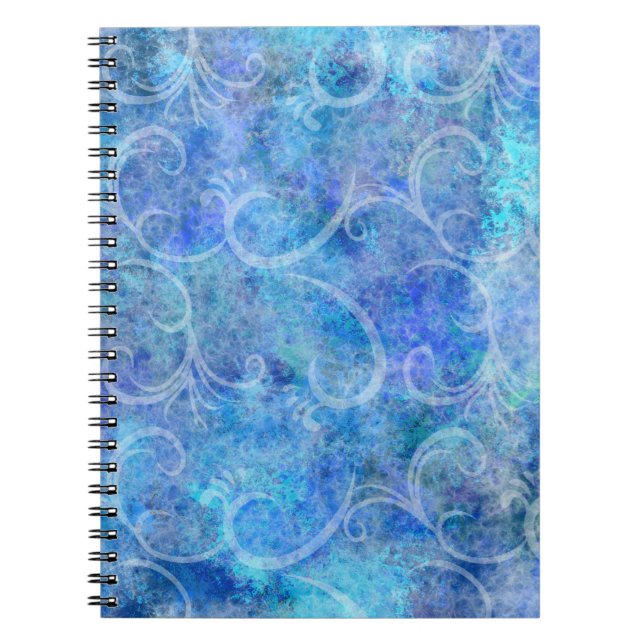 Christmas Winter Storm Victorian Filigree Swirls B Notebook (Front)