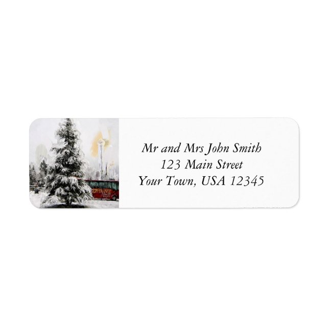 Christmas Winter Tree Return Address Label (Front)