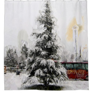 Christmas Winter Tree Shower Curtain