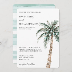 Christmas Winter Tropical Palm Tree Wedding Invitation