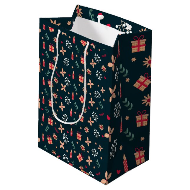 Christmas Winter Vibes Gifts Pattern  Medium Gift Bag (Back Angled)