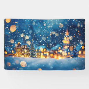 Christmas Winter Village Background 4 foot long Banner