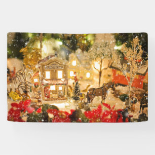 Christmas Winter Village Background Snow Scene Banner
