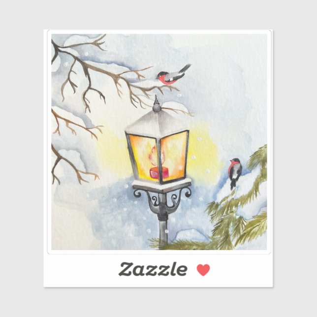 Christmas winter watercolor landscape (Sheet)
