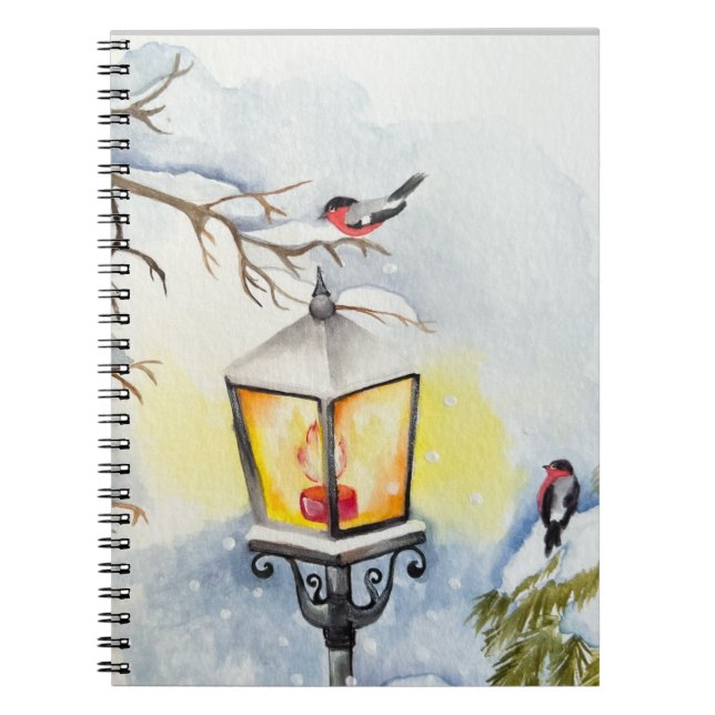 Christmas winter watercolor landscape notebook (Front)