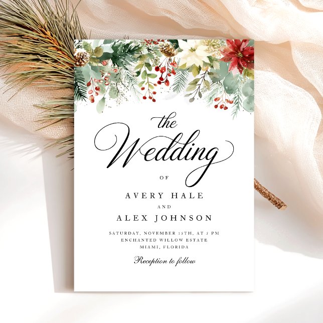 Christmas Winter Watercolor Wedding  Invitation (Creator Uploaded)