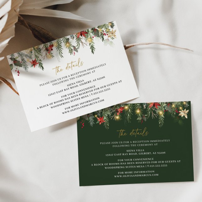 Christmas Winter Wedding Details Enclosure Card (Details Card 2 Colors)