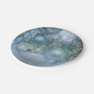 Christmas Winter Wedding Ornaments Blue Teal Tree Paper Plate