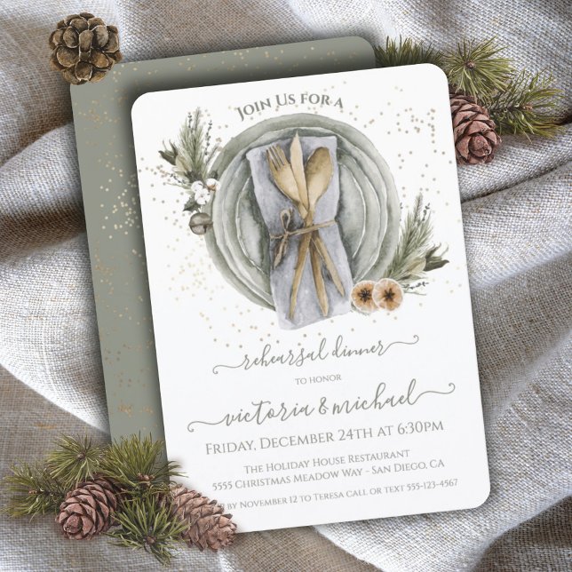 Christmas Winter Wedding Rehearsal Dinner Invitation (Creator Uploaded)