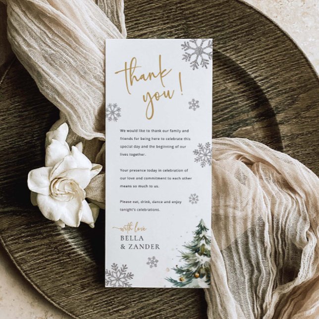 Christmas Winter Wedding Thank You Place Card (Creator Uploaded)