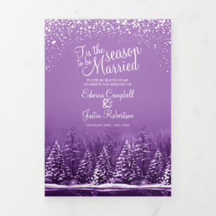 Christmas winter wedding trees and lake art Tri-Fold programme