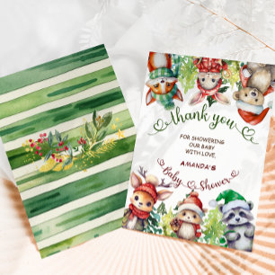 Christmas Winter Woodland Animals Baby Shower  Thank You Card