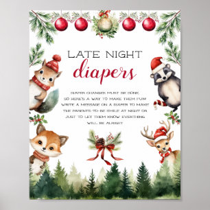 Christmas Winter Woodland Animals Poster