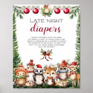 Christmas Winter Woodland Animals Poster