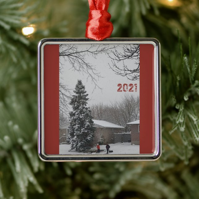 Christmas Wintery Scene Metal Ornament (Tree)
