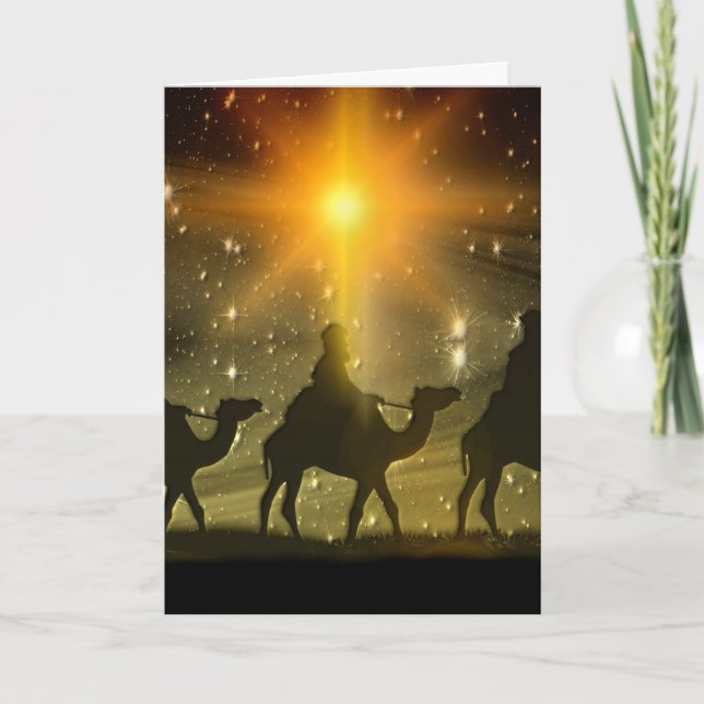 Christmas Wise Men Golden Star of Bethlehem Holiday Card (Front)