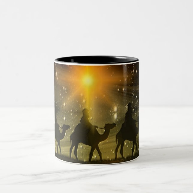 Christmas Wise Men Golden Star of Bethlehem Two-Tone Coffee Mug (Center)