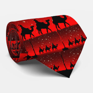 Christmas Wise Men Red Sky Star Lite Night Tie