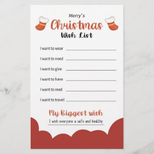 Christmas Wish List Holiday Stationery