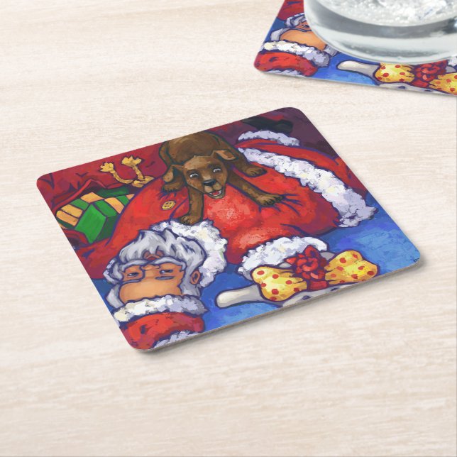 Christmas Wish Painting Square Paper Coaster (Angled)