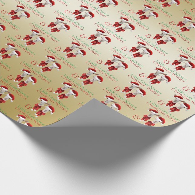 Christmas Wishes and Little Goat Kisses Gold Wrapping Paper (Corner)