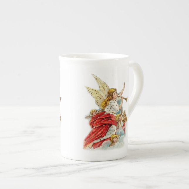Christmas wishes angels bone china mug (Front Right)