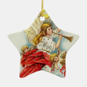 Christmas wishes angels ceramic ornament