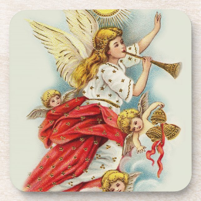Christmas wishes angels coaster (Front)
