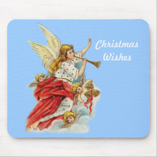 Christmas wishes angels mouse pad